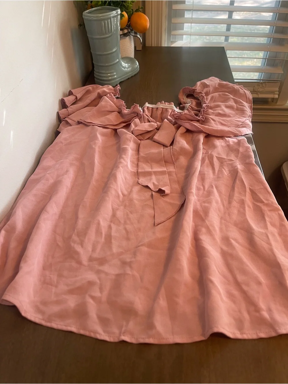 SHEIN Dusty Rose Ruffle Tie-Front blouse